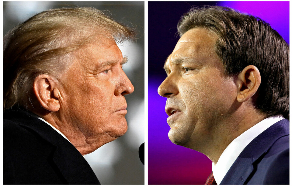 Donald Trump og Ron DeSantis er for øyeblikket de to fremste republikanske kandidatene. Donald Trump og Ron DeSantis er for øyeblikket de to fremste republikanske kandidatene.
