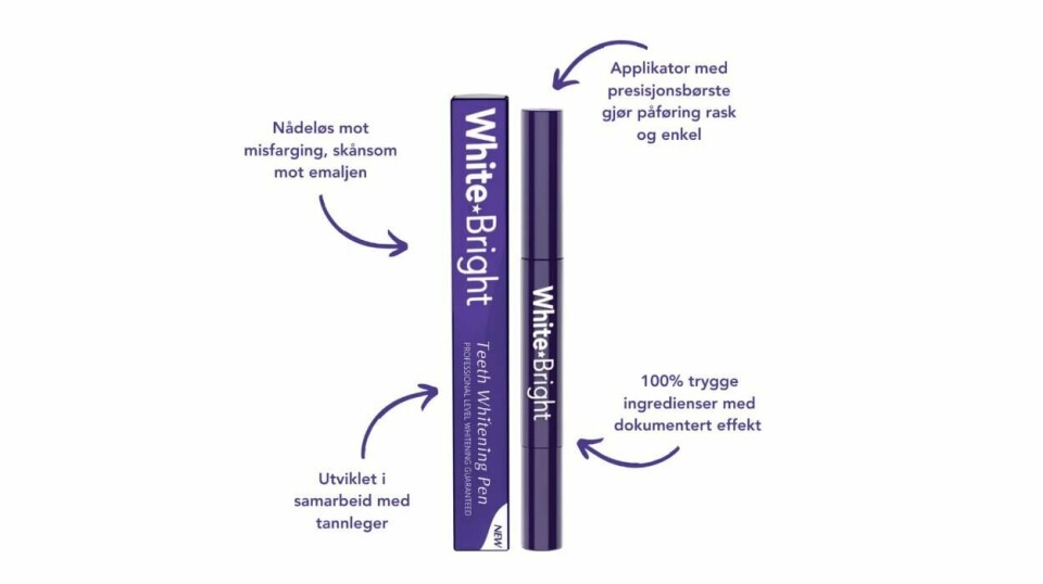 Slik beskriver WhiteBright produktet på egen nettside. WhiteBright beskrivelse av produktet.
