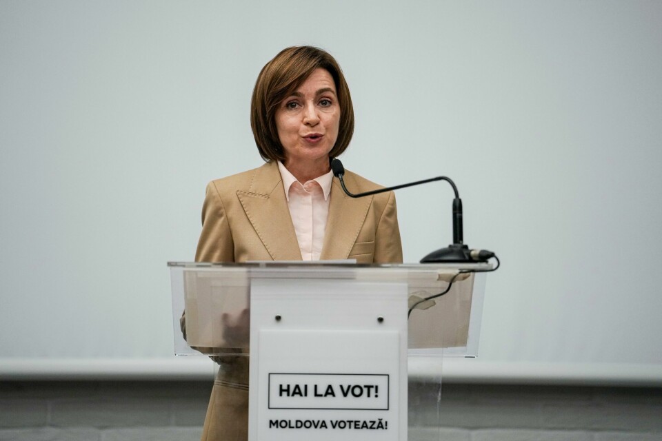 Moldovas president Maia Sandu har jobbet for å få Moldova inn i EU siden Russlands invasjon av Ukraina i 2022. Bildet viser Moldovas president, Maia Sandu. Hun har jobbet for å få Moldova inn i EU siden Russlands invasjon av Ukraina i 2022. Foto: Vadim Ghirda / AP / NTB