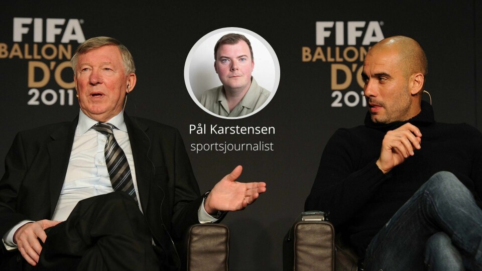Pep Guardiola (t.h.) kan kopiere Sir Alex Ferguson på flere måter enn én denne sommeren, hvis han vinner helgens cupfinale mot Manchester United og mesterligafinalen mot Inter senere i juni. Pep Guardiola (t.h.) kan kopiere Sir Alex Ferguson på flere måter enn én denne sommeren, hvis han vinner helgens cupfinale mot Manchester United og mesterligafinalen mot Inter senere i juni.