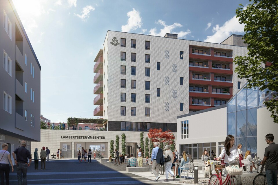 Anleggsarbeidene med de nye eldreboligene på Lambertseter er i gang, og slik vil det etter planen bli seende ut. Anleggsarbeidene med de nye eldreboligene på Lambertseter er i gang, og slik vil det etter planen bli seende ut.