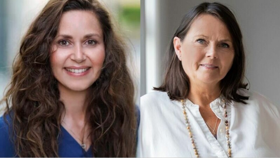 Mari Chammas og Anita Hegge. To kvinner, en med brunt langt hår og en med kort brunt hår. Begge smiler, og begge har hvit skandinavisk hud.