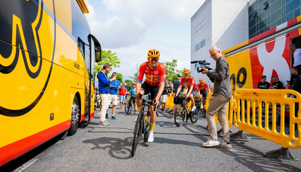 Alexander Kristoff under et pressetreff med sykkellaget Uno-X før Tour de France 2023. Foto: Fredrik Varfjell / NTB Alexander Kristoff under et pressetreff med sykkellaget Uno-X før Tour de France 2023. Foto: Fredrik Varfjell / NTB