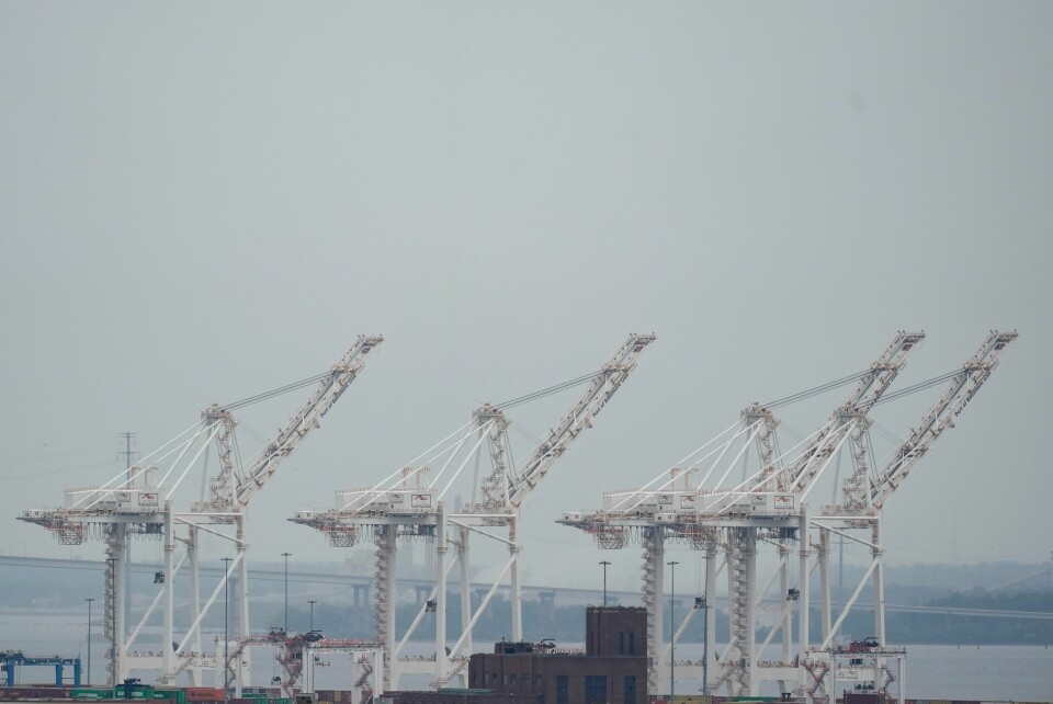 Havneanlegget i Baltimore er blant de 36 havnene som berøres av streiken. Havneanlegget i Baltimore er blant de 36 havnene som berøres av streiken. Foto: Stephanie Scarbrough / AP / NTB