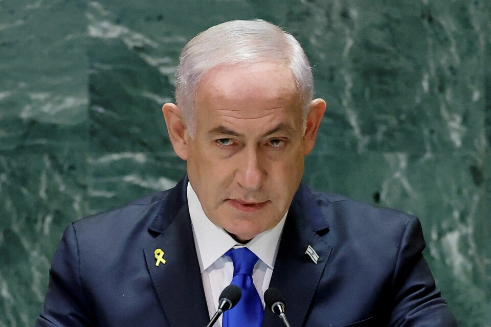 Israels statsminister Benjamin Netanyahu. Israels statsminister Benjamin Netanyahu, her fra fredagens opptreden i FN.