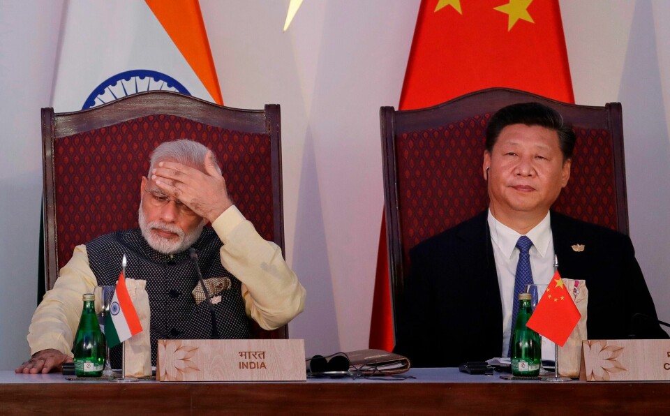 Indias statsminister Narendra Modi (t.v.) og Kinas president Xi Jinping, her fra 2016. .