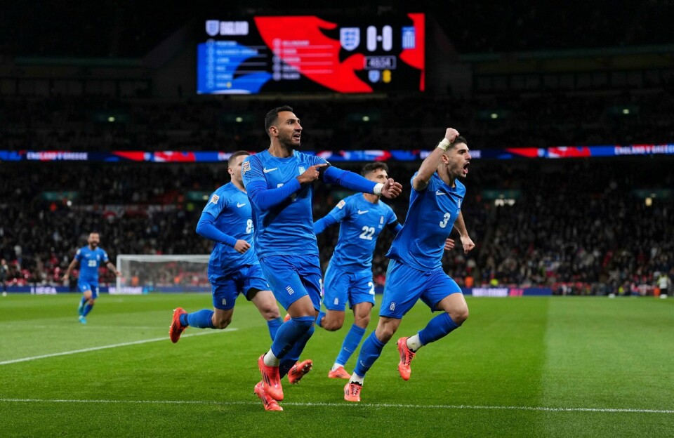 Hellas slo England på Wembley torsdag. Hellas slo England på Wembley torsdag. Foto: Bradley Collyer / PA via AP / NTB