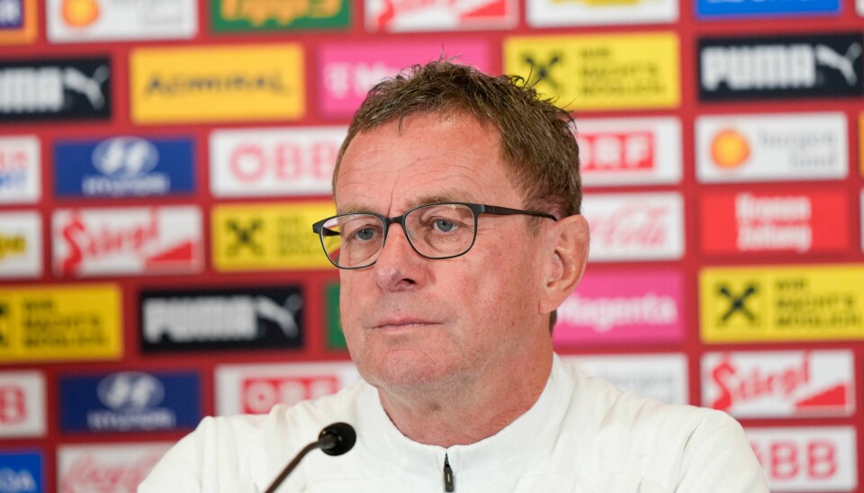 Østerrikes trener Ralf Rangnick under en pressekonferanse før nasjonsligakampen mot Norge. Østerrikes trener Ralf Rangnick under en pressekonferanse før nasjonsligakampen mot Norge. Foto: Fredrik Varfjell / NTB