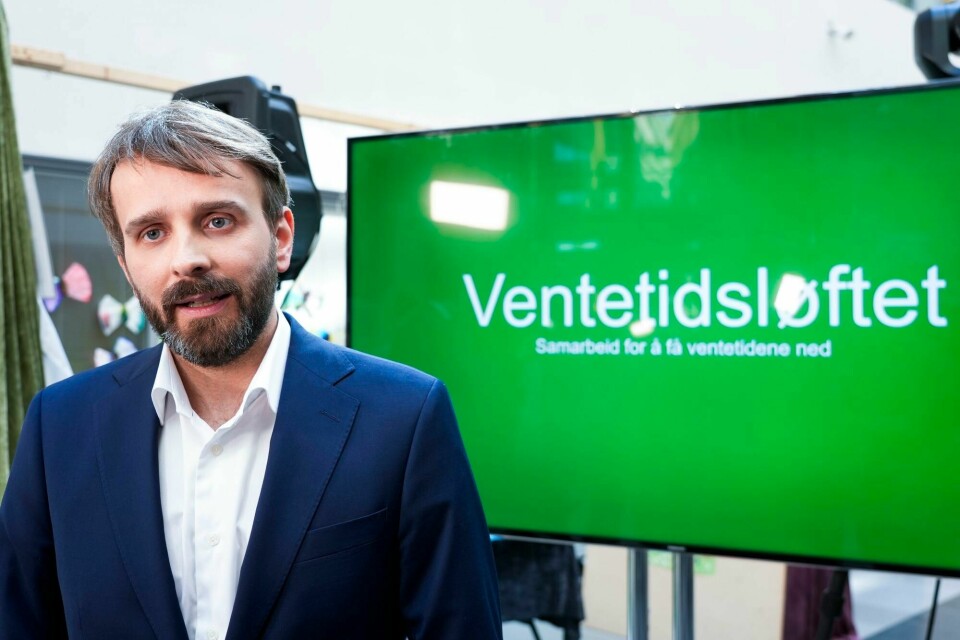 Helse- og omsorgsminister Jan Christian Vestre da han la fram Ventetidsløftet på Ahus i mai i år. Jan Christian Vestre