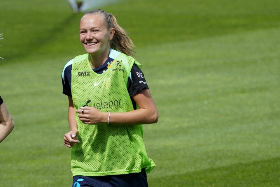 Frida Maanums trener Jonas Eidevall er ferdig som Arsenal-sjef. Frida Maanum under trening på Ullevaal stadion før landskampen mot Italia.Foto: Gorm Kallestad / NTB