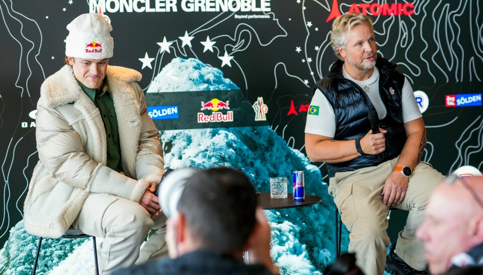 Lucas Braathen og pappa Bjørn møtte pressen i Sölden torsdag. Lucas Braathen og pappa Bjørn møtte pressen i Sölden torsdag.Foto: Cornelius Poppe / NTB