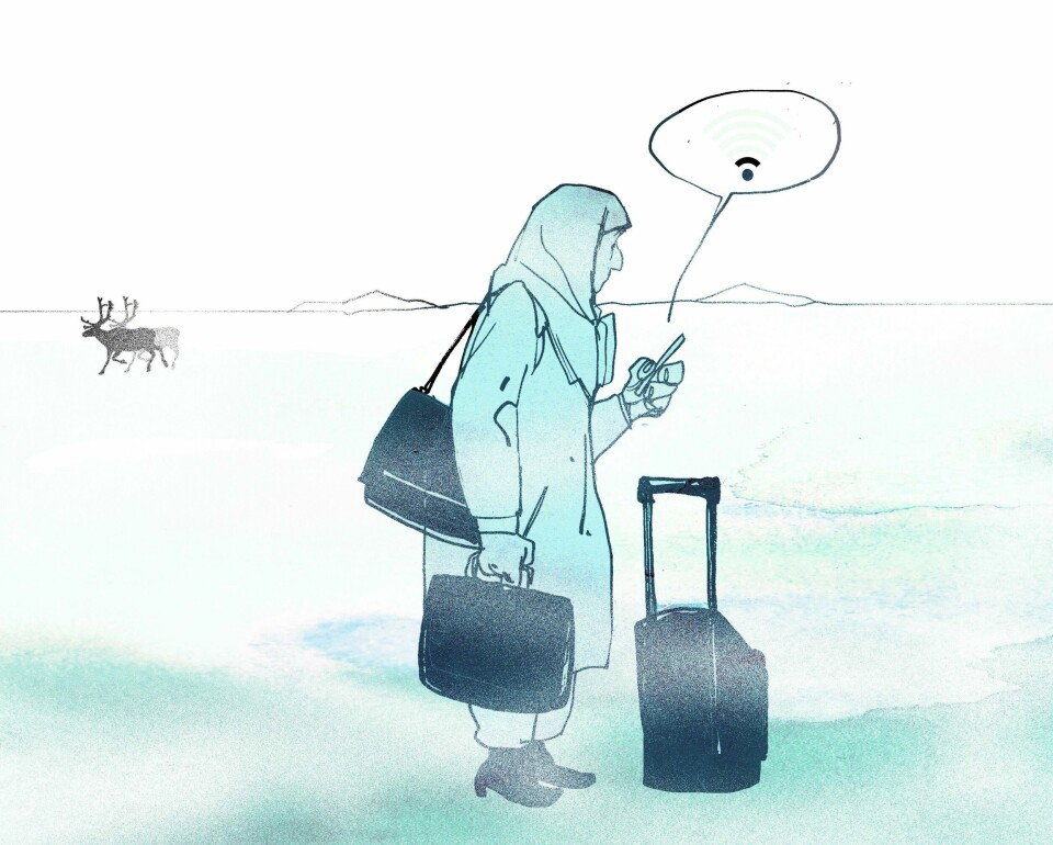 Vi har gjort det vi alltid gjør med flyktninger. Putta dem inn i systemet vårt. Så nå bor Nargis i Mo i Rana og Jamila i Alta, skriver Sigrid Bonde Tusvik. Tegning. Illustrasjon til kommentar av Sigrid Bonde Tusvik om afghanske kvinner som kom til Norge.Tegning: Siri Dokken