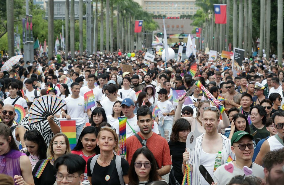 Deltakerne i årets prideparade fylte gatene i Taipei. Deltakerne i årets prideparade fylte gatene i Taipei. Foto: Chiang Ying-ying / AP / NTB