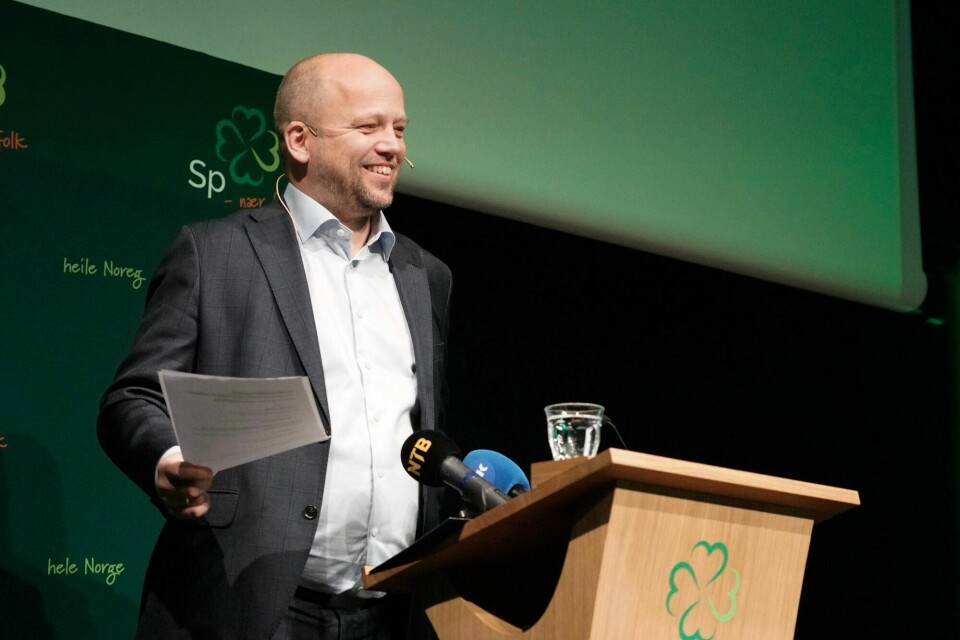 Partileder Trygve Slagsvold Vedum taler til landsstyret i Senterpartiet mandag. Trygve Slagsvold Vedum