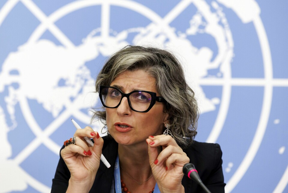 FNs spesialrapportør for menneskerettigheter i de palestinske områdene, Francesca Albanese, anklager Israel for folkemord i Gaza. FNs spesialrapportør for menneskerettigheter i de palestinske områdene, Francesca Albanese, anklager Israel for folkemord i Gaza. Foto: Salvatore Di Nolfi / Keystone via AP / NTB