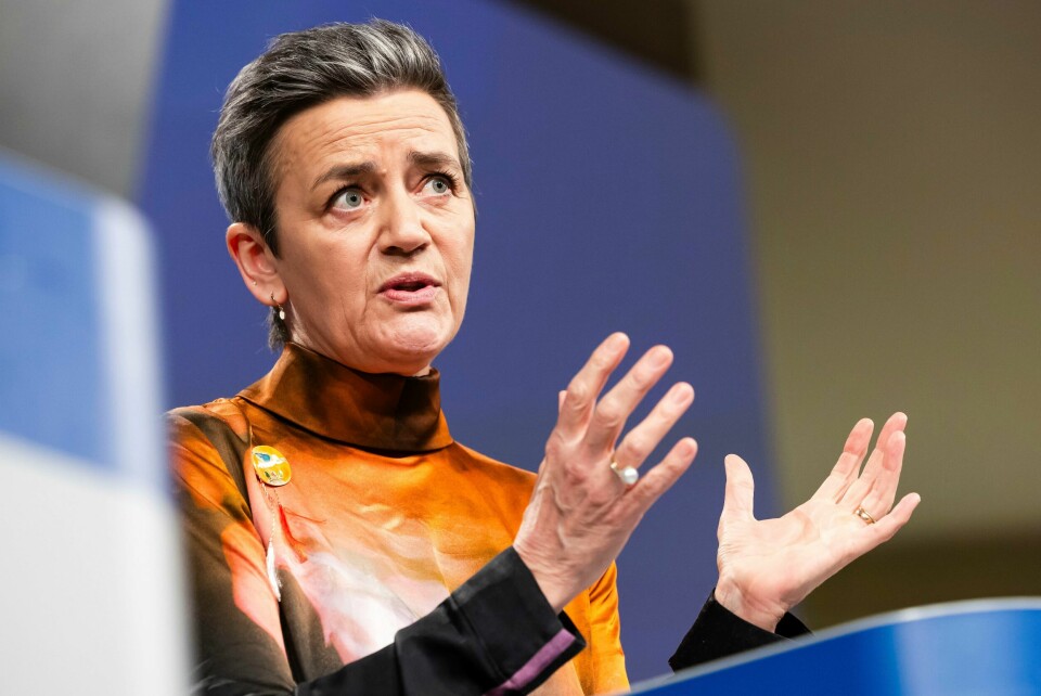 EU-kommissær for konkurranse Margrethe Vestager. EU-kommisjonens visepresident Margrethe Vestager var en av kommissærene som tirsdag presenterte EUs nye strategi for forsvarsindustrien. Foto: AP / NTB