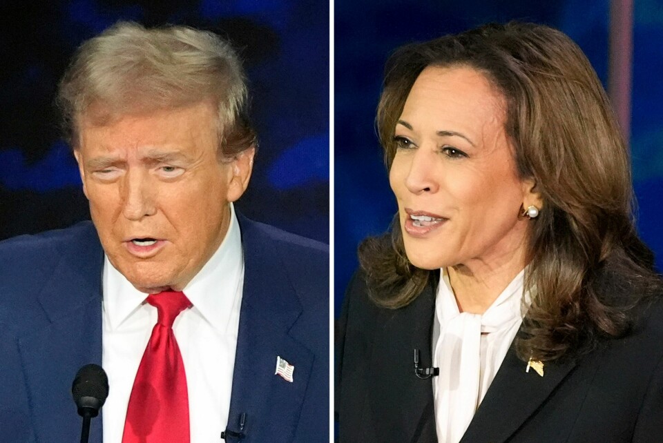 Donald Trump og Kamala Harris kjemper om å bli USAs neste president. FILE - This combination of photos shows Republican presidential nominee former President Donald Trump, left, and Democratic presidential nominee Vice President Kamala Harris during an ABC News presidential debate at the National Constitution Center, Tuesday, Sept. 10, 2024, in Philadelphia. (AP Photo/Alex Brandon, File)