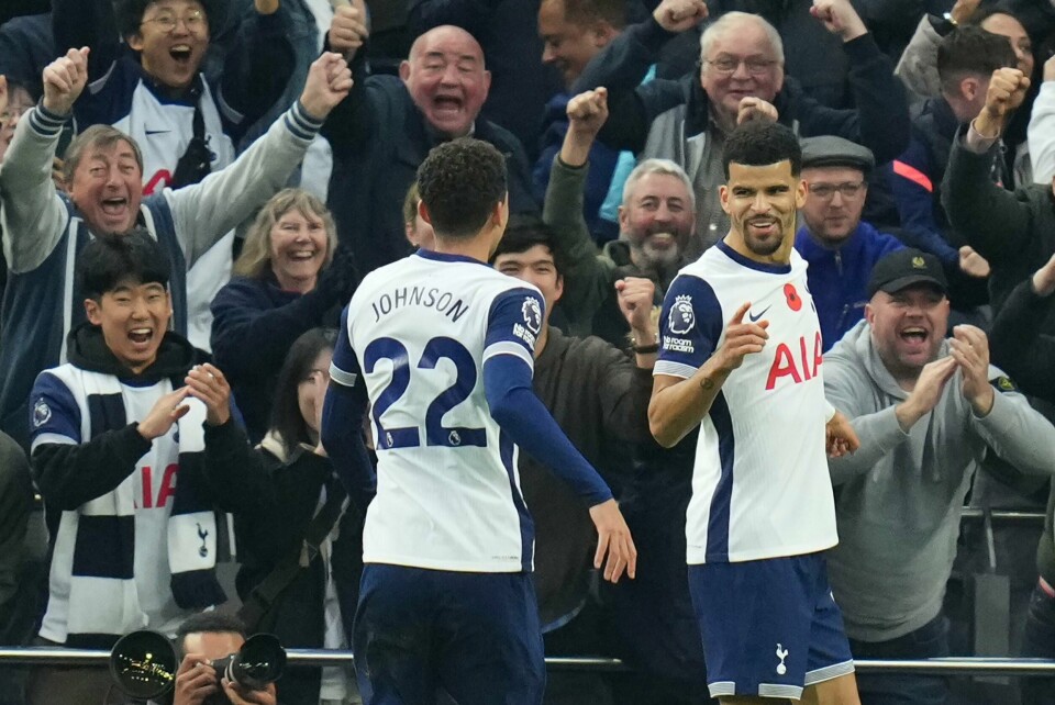 Dominic Solanke og Tottenham kunne feire en imponerende seier mot Aston Villa. Dominic Solanke og Tottenham kunne feire en imponerende seier mot Aston Villa. Foto: Kirsty Wigglesworth / AP / NTB