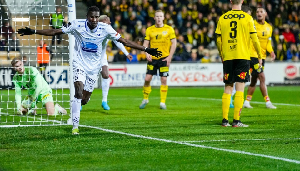 Sory Diarra sendte Haugesund i ledelsen og Lillestrøm i kjelleren med sin scoring. Sory Diarra sendte Haugesund i ledelsen og Lillestrøm i kjelleren med sin scoring. Foto: Beate Oma Dahle / NTB