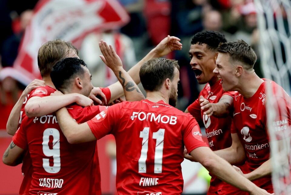 Brann-spillerne feirer da Bodø/Glimt ble slått 4-1 tidligere i høst. Brann-spillerne feirer da Bodø/Glimt ble slått 4-1 tidligere i høst. Foto: Paul S. Amundsen / NTB