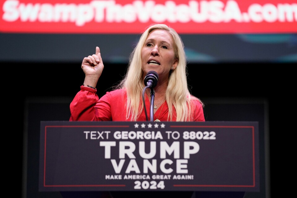 Trump-entusiast Marjorie Taylor Greene har i tirsdagens valg sikret seg en ny periode i Representantenes hus Trump-entusiast Marjorie Taylor Greene har i tirsdagens valg sikret seg en ny periode i Representantenes hus. Foto: Evan Vucci / AP / NTB