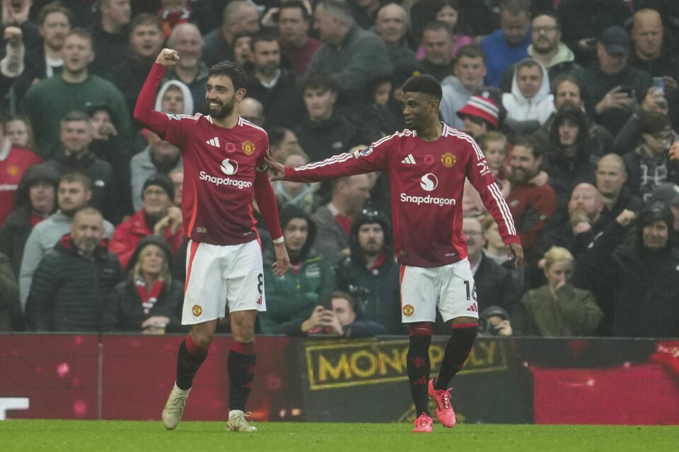 Bruno Fernandes (t.v.) og Amad Diallo leverte glitrende prestasjoner for Manchester United mot Leicester. Bruno Fernandes (t.v.) og Amad Diallo leverte glitrende prestasjoner for Manchester United mot Leicester. Foto: Jon Super / AP / NTB