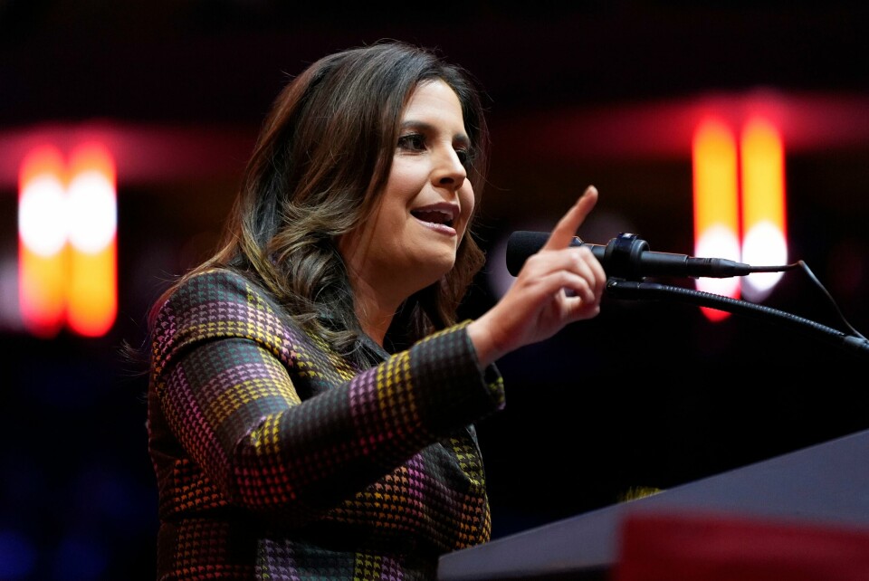 Elise Stefanik under et valgmøte for Donald Trump Madison Square Garden i New York i slutten av forrige måned. Elise Stefanik under et valgmøte for Donald Trump Madison Square Garden i New York i slutten av forrige måned. Foto: Alex Brandon / AP / NTB