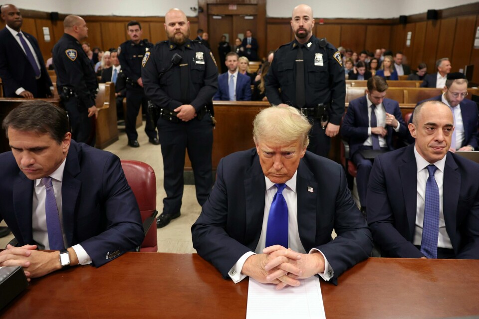 Tidligere president Donald Trump i rettssalen på Manhattan 30. mai. Tidligere president Donald Trump i rettssalen på Manhattan 30. mai. Foto: Michael M. Santiago / Pool Photo via AP / NTB