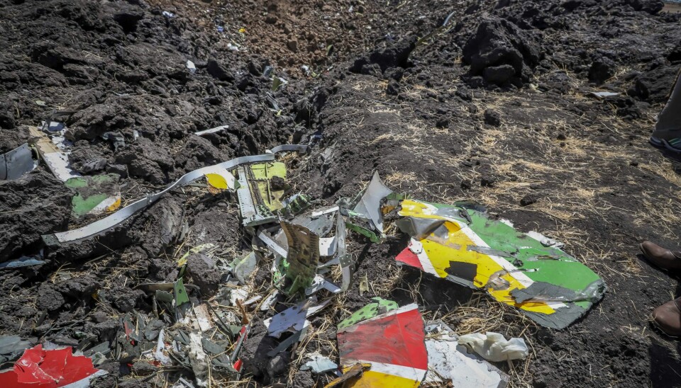Vrakrester lå strødd utover bakken etter at et Boeing 737 Max 8-fly styrtet like etter avgang fra Etiopias hovedstad Addis Abeba i mars 2019. Vrakrester lå strødd utover bakken etter at et Boeing 737 Max 8-fly styrtet like etter avgang fra Etiopias hovedstad Addis Abeba i mars 2019. Arkivfoto: AP / NTB
