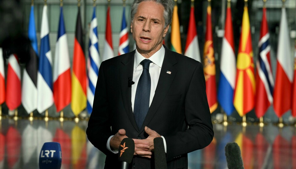 USAs utenriksminister Antony Blinken på en pressekonferanse i Nato-hovedkvarteret i Brussel onsdag. USAs utenriksminister Antony Blinken på en pressekonferanse i Nato-hovedkvarteret i Brussel onsdag. Foto: Nicolas Tucat / AP / NTB
