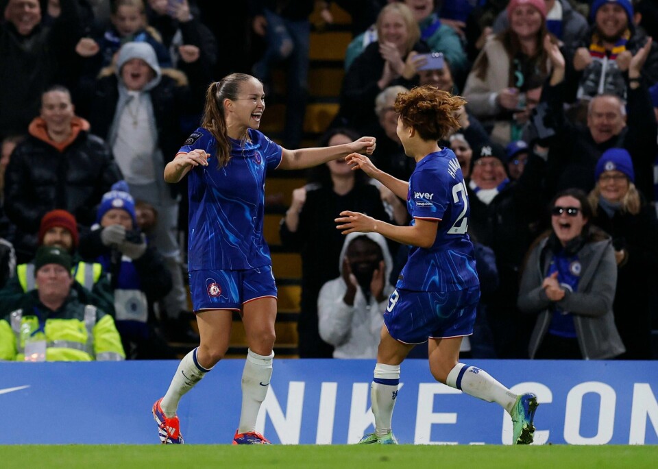 Guro Reiten jubler for scoring og tabelltopp etter at Chelsea slo Manchester City lørdag Guro Reiten jubler for scoring og tabelltopp etter at Chelsea slo Manchester City lørdag