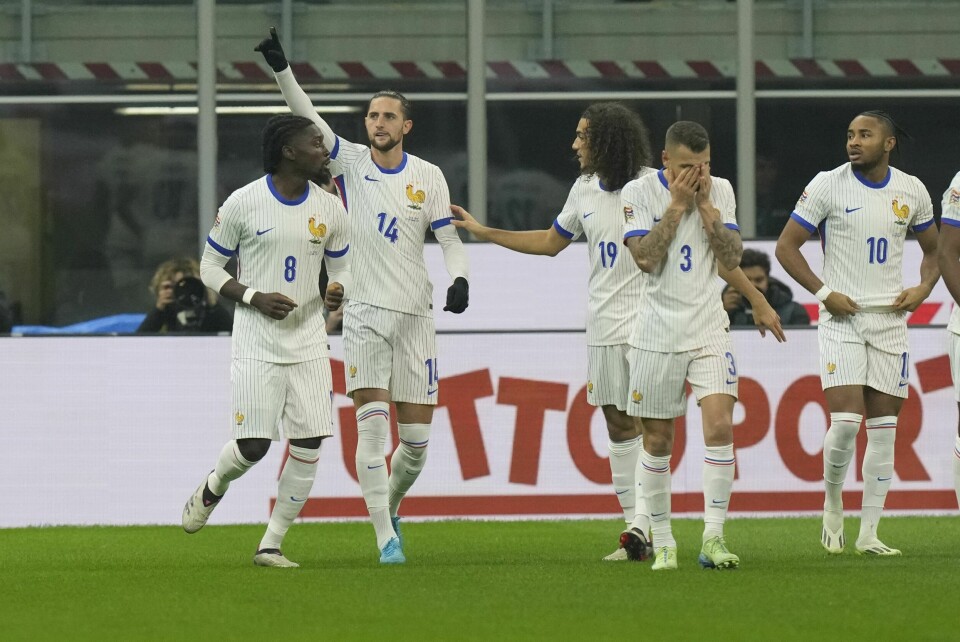 Adrien Rabiot (nummer 14) scoret to ganger for Frankrike. Adrien Rabiot (nummer 14) scoret to ganger for Frankrike. Foto: Luca Bruno / AP / NTB