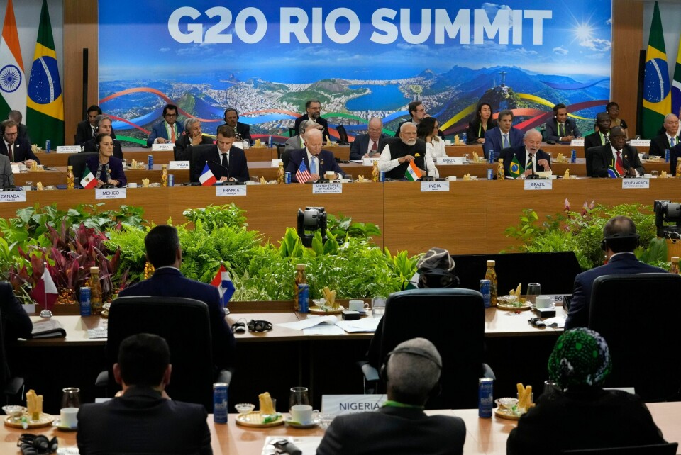 Verdensledere deltar på G20-møtet i Rio de Janeiro. Verdensledere deltar på G20-møtet i Rio de Janeiro. Foto: Eraldo Peres / AP / NTB