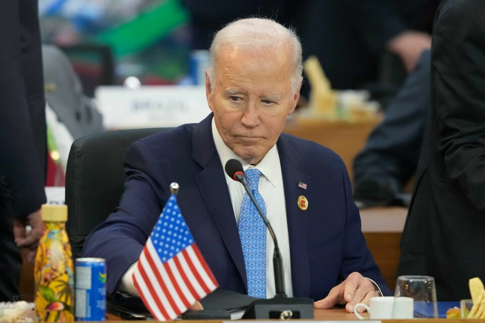 USAs president Joe Biden gir fra seg makten til Republikanernes Donald Trump i januar, etter at Demokratene og Kamala Harris tapte valget mot Trump nylig. U.S. President Joe Biden attends the G20 Summit leaders meeting in Rio de Janeiro, Monday, Nov. 18, 2024. (AP Photo/Eraldo Peres)