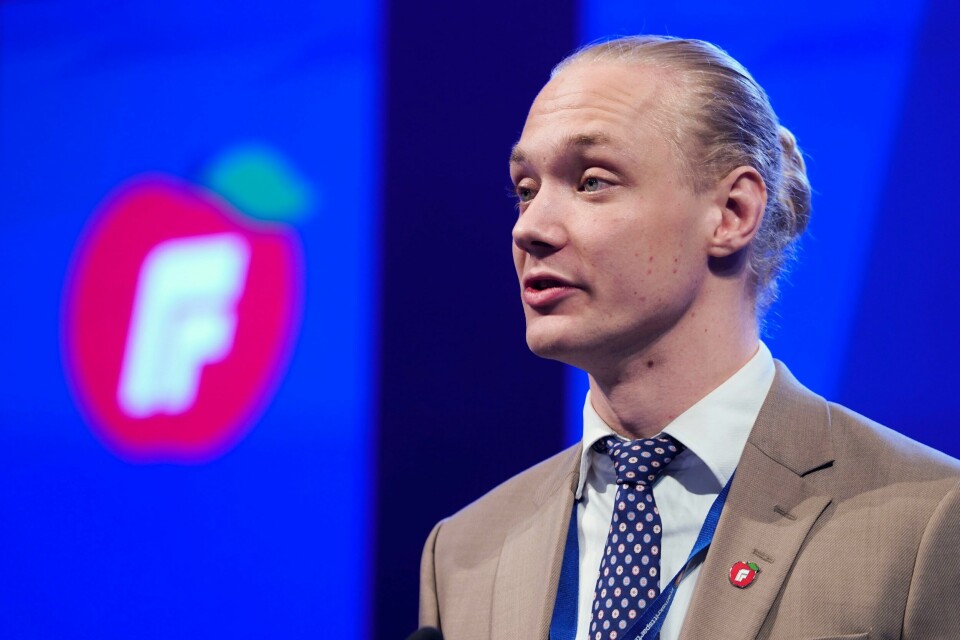 Leder i Fremskrittspartiets Ungdom (FpU), Simen Velle, kan være fornøyd med at Frp stadig blir mer populære blant studenter. Foto: Terje Pedersen / NTB