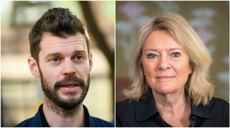 Rødt-leder Bjørnar Moxnes og Civita-leder Kristin Clemet er ikke enige om hva Bilderberg-gruppen egentlig holder på med. Montasje. Moxnes og Clemet