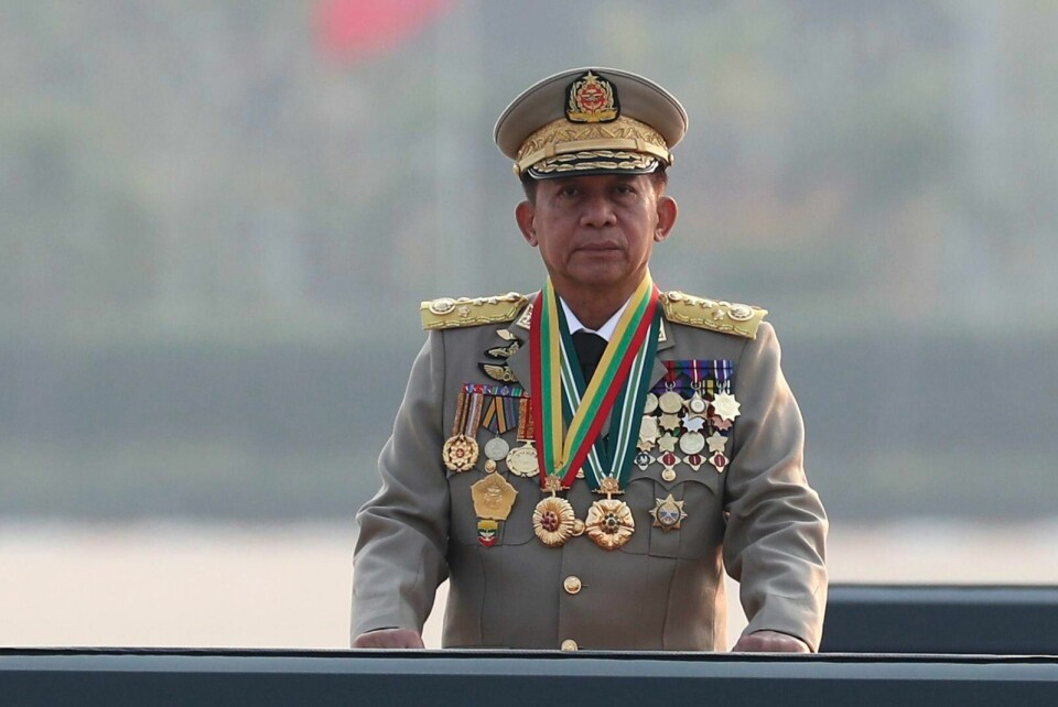 ICC-aktor ber om arrestordre på general Min Aung Hlaing, som leder militærjuntaen i Myanmar. General Min Aung Hlaing ledet i 2021 et militærkupp og en militærjunta har siden styrt Myanmar. Foto: AP / NTB