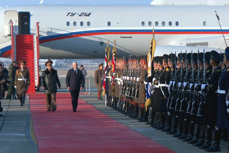 Russlands forsvarsminister Andrej Belousov ankom Pyongyang fredag. Russlands forsvarsminister Andrej Belousov ankom Pyongyang fredag. Foto: Russlands forsvarsdepartement / AP / NTB