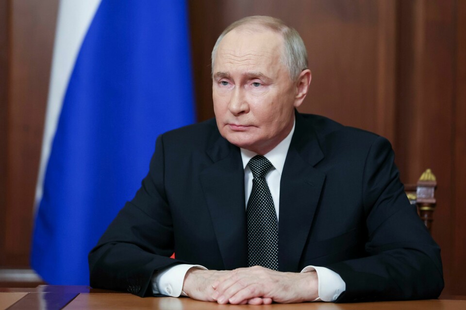 Russland og president Vladimir Putin gikk til fullskala invasjon av Ukraina i februar 2022. Russian President Vladimir Putin addressees the nation at the Kremlin in Moscow, Russia, Thursday, Nov. 21, 2024. (Vyacheslav Prokofyev, Sputnik, Kremlin Pool Photo via AP)