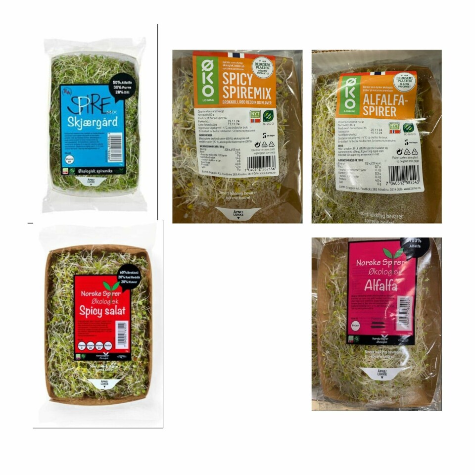 Norske Spirer A/S trekker tilbake flere produkter på grunn av mistanke om salmonella. Norske Spirer A/S trekker tilbake flere produkter på grunn av mistanke om salmonella.