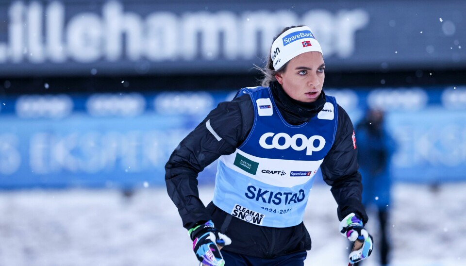 Kristine Stavås Skistad under en treningsøkt på Lillehammer torsdag formiddag Kristine Stavås Skistad under en treningsøkt på Lillehammer torsdag formiddag. Foto: Geir Olsen / NTB