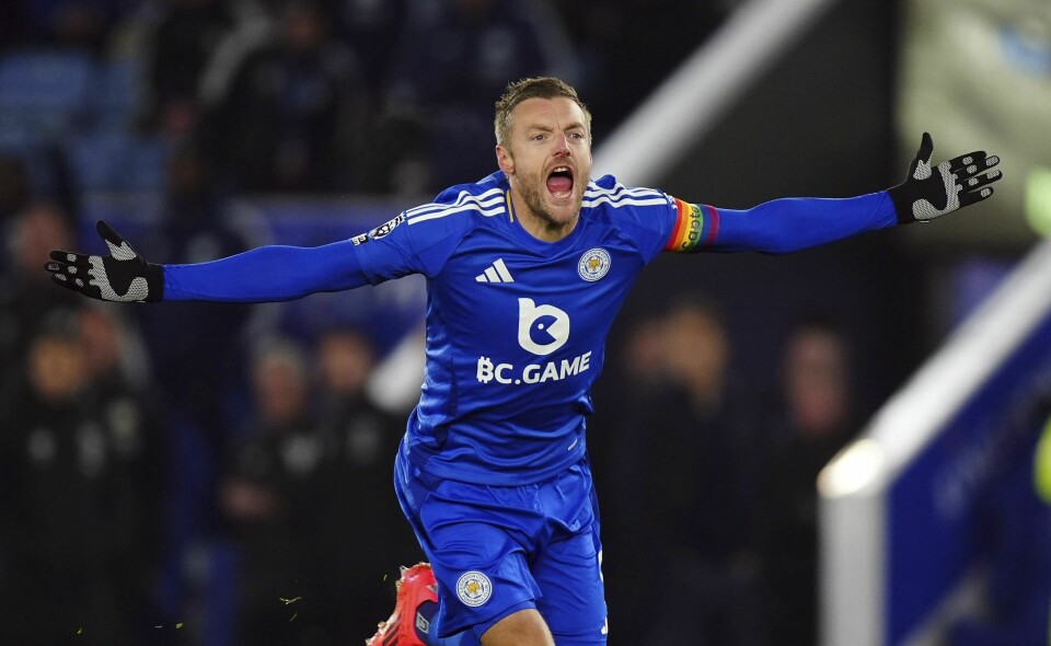 Jamie Vardy jublet for sin scoring mot West Ham. Jamie Vardy jublet for sin scoring mot West Ham. Foto: Mike Egerton / PA via AP / NTB