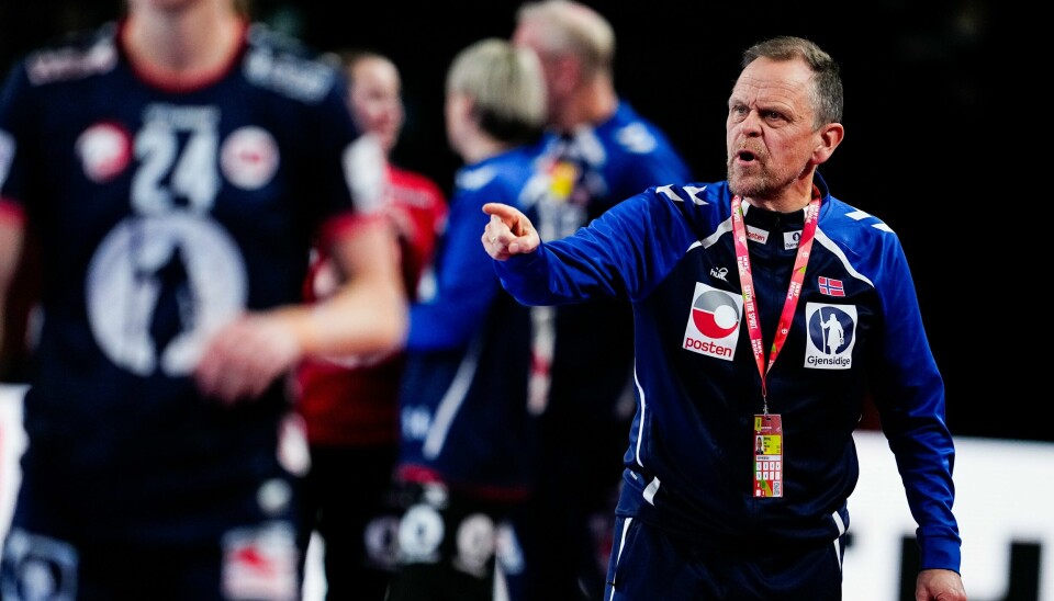 Norges landslagssjef Thorir Hergeirsson i kampen mot Danmark. Norges landslagssjef Thorir Hergeirsson i kampen mot Danmark. Foto: Beate Oma Dahle / NTB