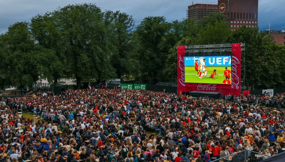Slik så det ut på Kontraskjæret under årets EM-finale i fotball. I framtiden kan ikke arrangementet avvikles på området ved Akershus festning. Slik så det ut på Kontraskjæret under årets EM-finale i fotball. I framtiden kan ikke arrangementet avvikles på området ved Akershus festning. Foto: Geir Olsen / NTB