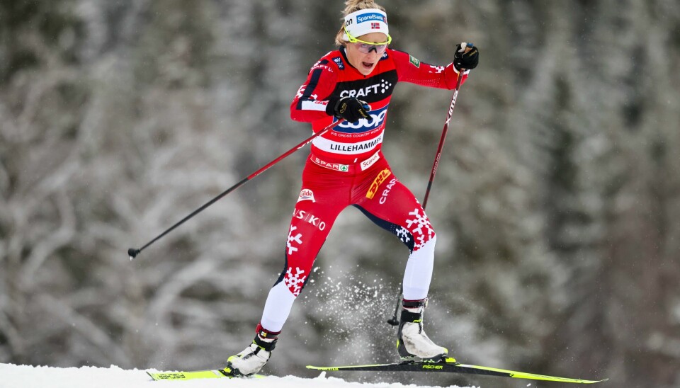 Therese Johaug vant på Lillehammer fredag Therese Johaug på Lillehammer fredag. Foto: Geir Olsen / NTB