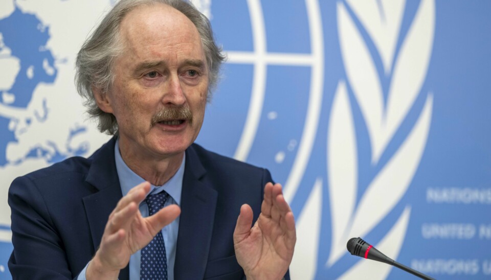FNs spesialutsending i Syria, den norske diplomaten Geir O. Pedersen, oppfordrer opprørerne som har grepet makten i Damaskus, til å respektere menneskerettighetene og invitere til dialog. Godviljen som har oppstått i Syria etter skjelvkatastrofen, må brukes i forsøkene på å finne politisk framgang, sier FN-utsending Geir O. Pedersen. Foto: Martial Trezzini / Keystone via AP / NTB