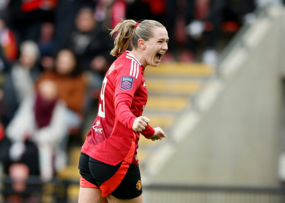 Elisabeth Terland scoret for Manchester United søndag. Elisabeth Terland scoret for Manchester United søndag. Foto: Richard Sellers / PA via AP / NTB