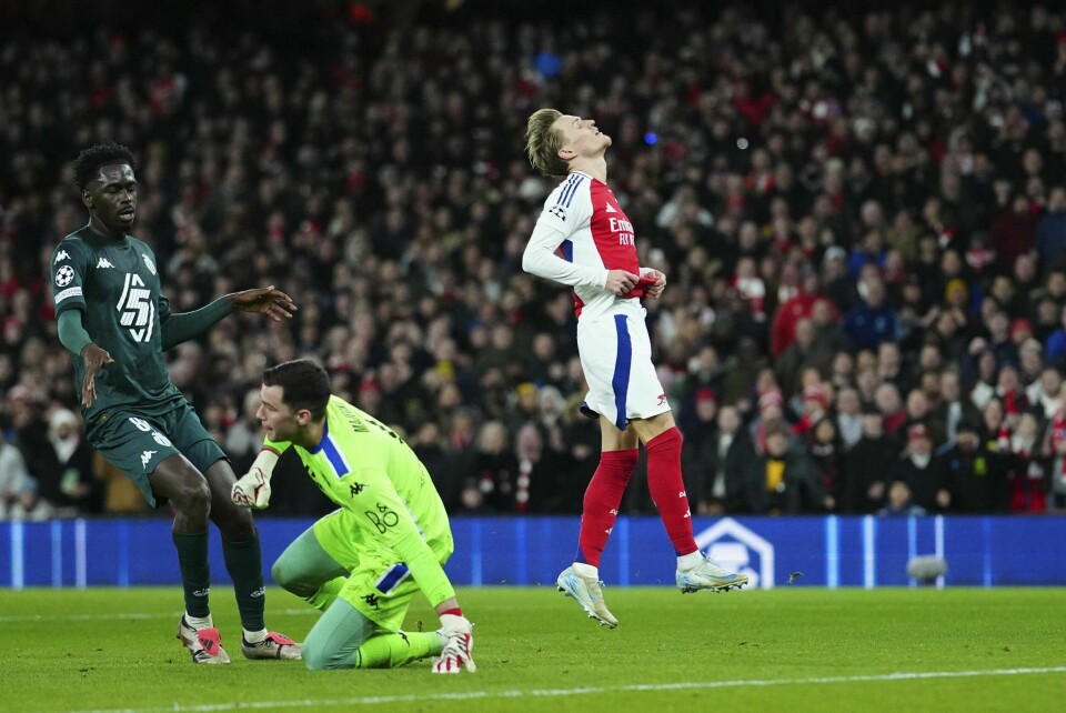 Martin Ødegaard misset en stor sjanse alene mot keeper mot Monaco. Martin Ødegaard misset en stor sjanse alene mot keeper mot Monaco. Foto: Dave Shopland / AP / NTB