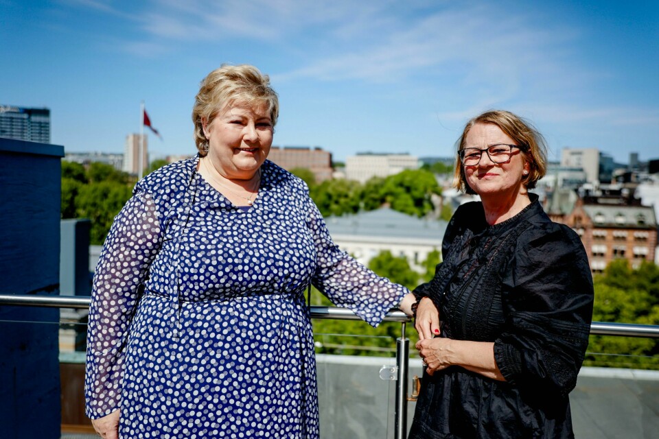 Erna Solberg og Tone Trøen på Høyres sentralstyremøte på Høyres hus. Erna Solberg og Tone Trøen på Høyres sentralstyremøte på Høyres hus. Foto: Frederik Ringnes / NTB