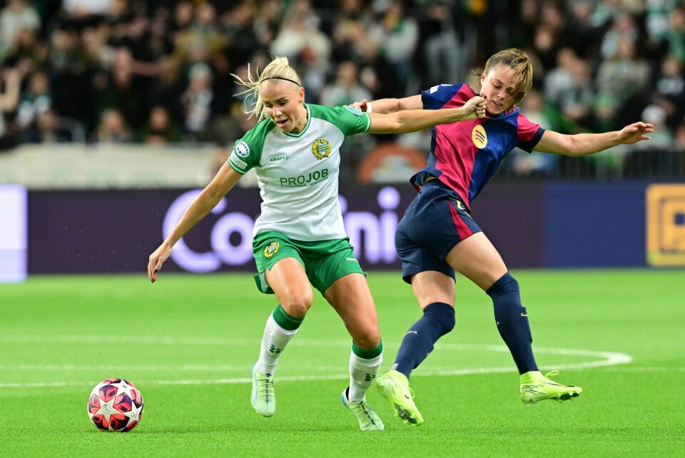 Ewa Pajor (t.h.) scoret for Barcelona mot Hammarby torsdag. Ewa Pajor (t.h.) scoret for Barcelona mot Hammarby torsdag. Foto: Jonas Ekströmer / TT via AP / NTB